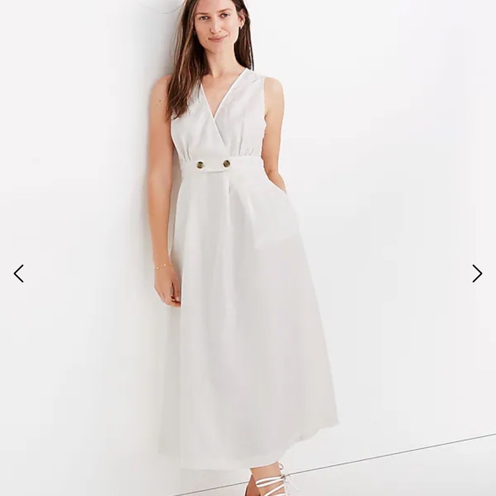 Madewell White Sleeveless Wrap Midi Dress